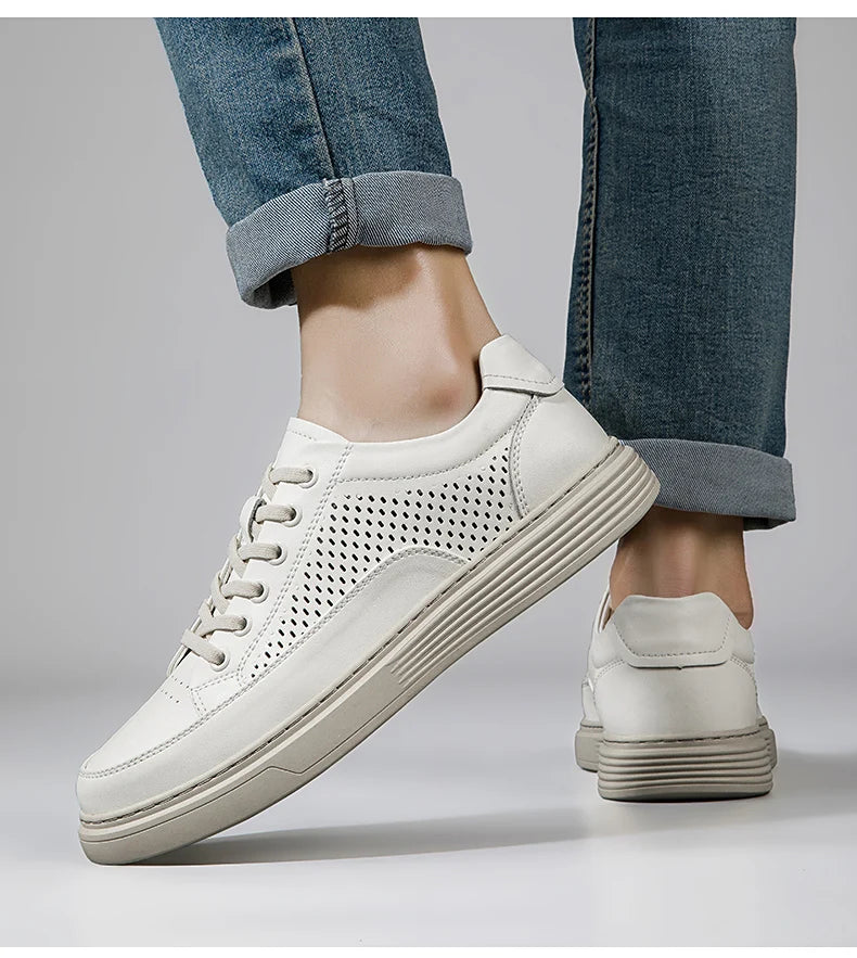 Zapatos Casuales de Cuero Genuino para Hombre - Suela Gruesa