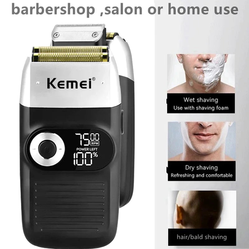 Afeitadora Inalámbrica Kemei Doble Hoja Recargable