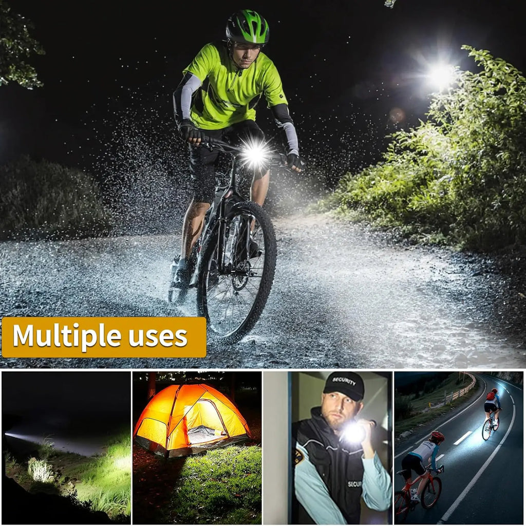 Luz Delantera para Bicicleta MTB Recargable USB-C con 5 Modos de Iluminación