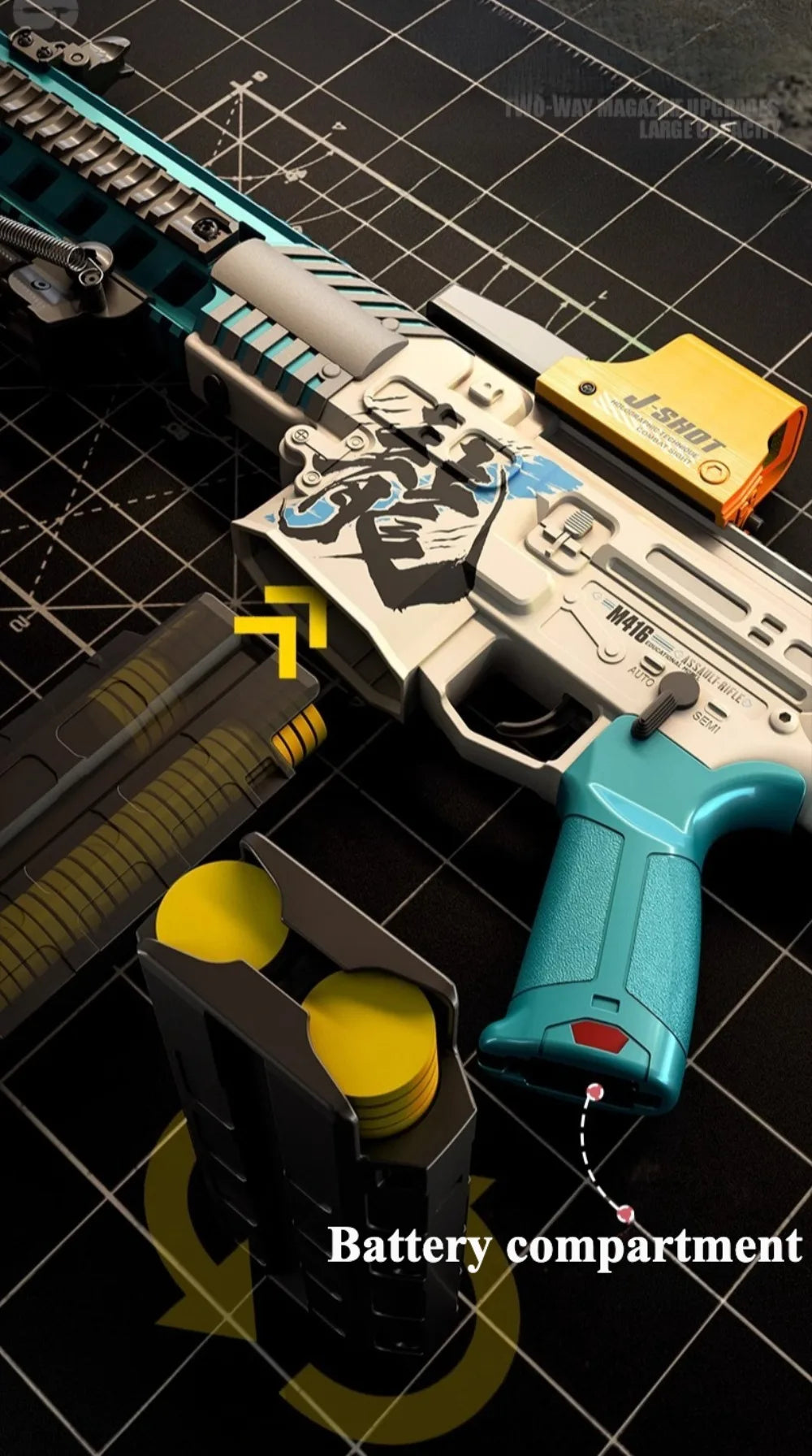 Pistola de Juguete M416 con 120 Balas, Disparo Continuo de Dardos de Espuma, Apta para Juegos de Tiro al Aire Libre, Regalos de Navidad