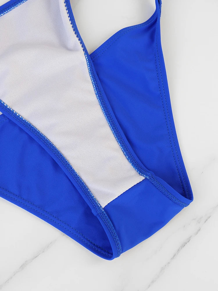 Bikini liso con Tanga para mujer, conjunto de dos piezas, estilo playero de verano, traje de baño con cordones para mujer, Bikini Triangular con correa ajustable
