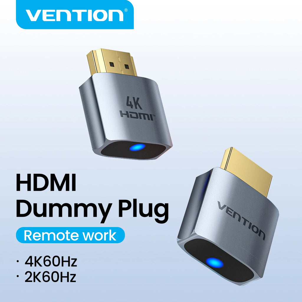 Vention Emulador de Pantalla Virtual HDMI 4K60Hz, Conector Ficticio sin Cabeza para Minero y Videojuegos, Pantalla Fantasma para Bloqueo de Pantalla AFK