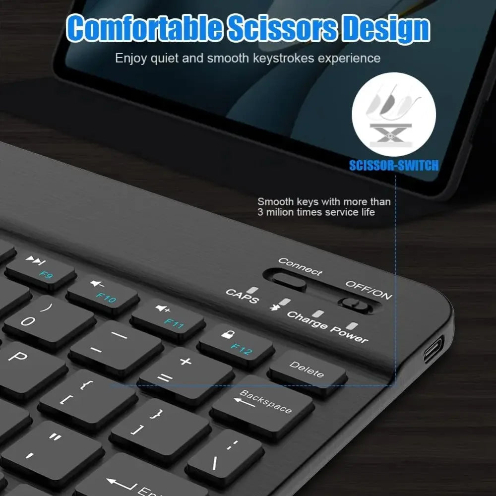 Teclado Bluetooth para iPad de 10.ª Generación, iPad Pro 13, 12, 11, 10, 9, 8, 7 Pulgadas, iPad Air 13, iPad de 11.ª Generación, iPad Mini, Tablets Samsung y Xiaomi