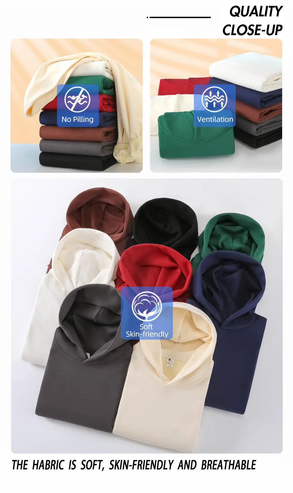 Sudadera con Capucha Pesada 480gsm, Algodón y Terciopelo