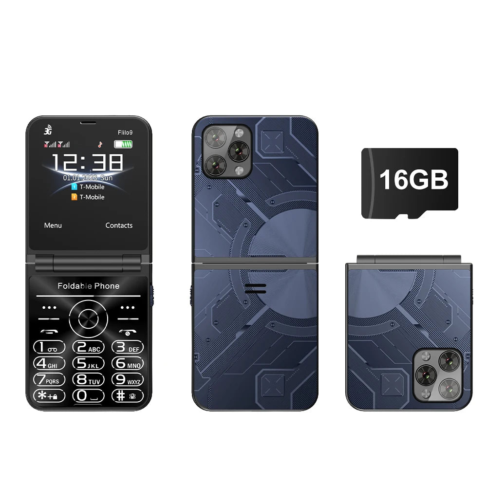 SERVO Flilo9 Teléfono Plegable 3G Doble SIM con Grabación y Radio FM