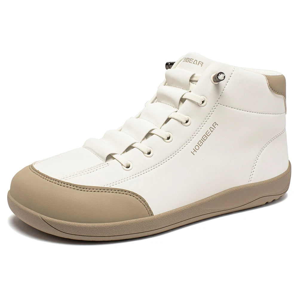 HOBIBEAR Zapatos descalzos de caña media, botines minimalistas con punta ancha Unisex, zapatillas antideslizantes de cuero Artificial para exteriores