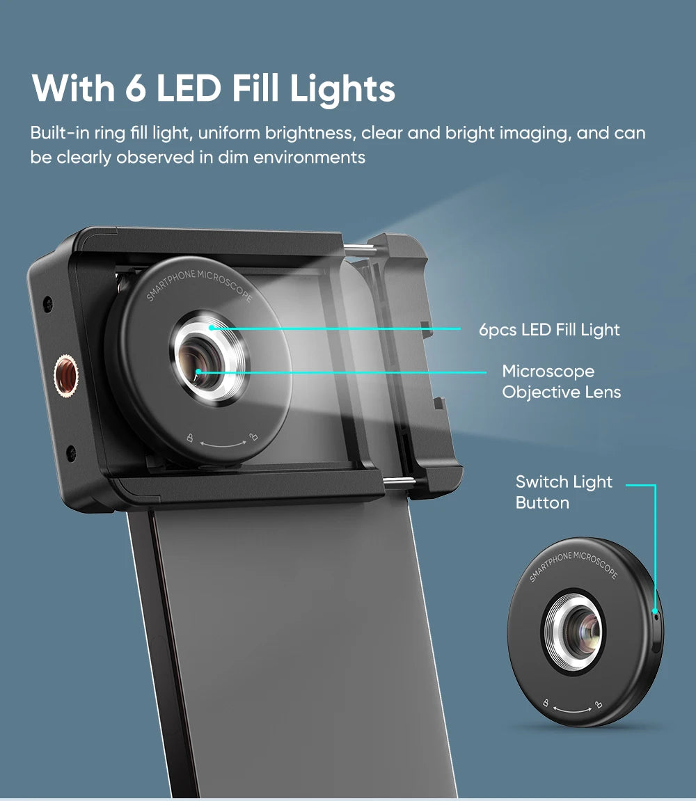Lente de Microscopio Digital 100X para iPhone y Xiaomi