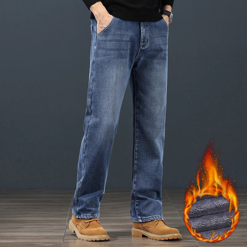 Pantalones Vaqueros de Invierno para Hombre, Terciopelo, Talla Grande 42-44