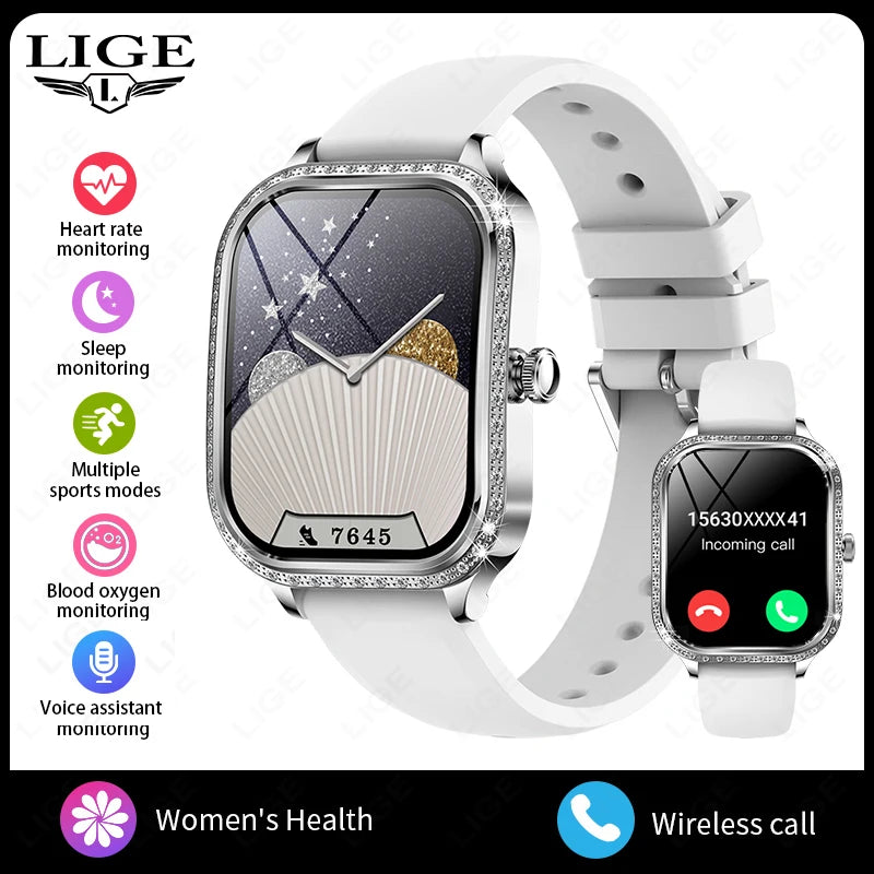 Smartwatch para mujer con pantalla curva HD 1.75 pulgadas y llamadas Bluetooth