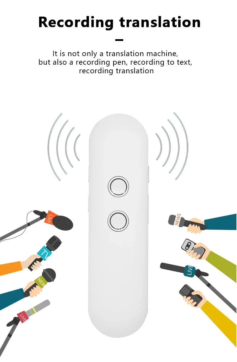 Mini T4 AI Translator Smart Pen Inalámbrico, 40 Idiomas, Compatible con Bluetooth, Portátil, Traducción de Voz Instantánea Bidireccional en Tiempo Real