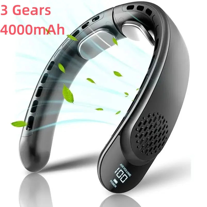 Ventilador de cuello USB de cuatro núcleos, turbina de diseño sin espalda, fácil de controlar y transportar, portátil, para exteriores, regalo de verano, novedad de 2024