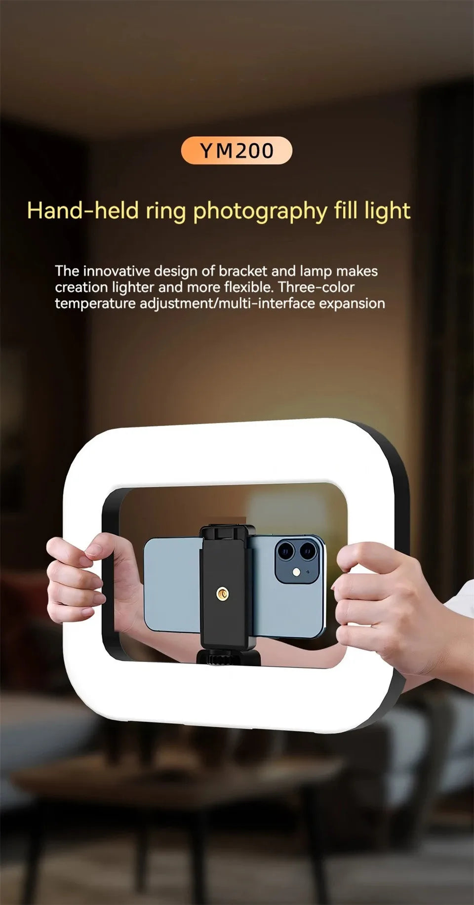 MEUYAG - Lámpara LED Cuadrada con Clip para Selfies, Iluminación para Fotografía, Grabación de Video, Transmisión en Vivo, Luz de Relleno Móvil