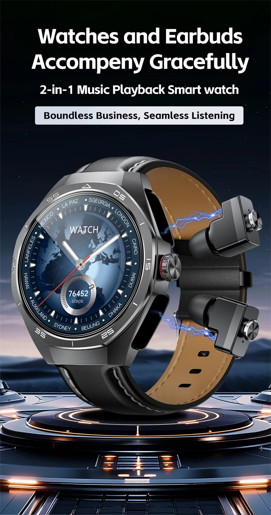 Reloj Inteligente 2 en 1 con Auriculares NFC Deportivo