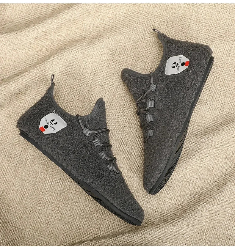 YRZL zapatos de algodón de invierno para hombre, zapatillas de invierno ligeras con cordones cálidos, mocasines de algodón para el hogar y el dormitorio de felpa, zapatos cálidos para hombre