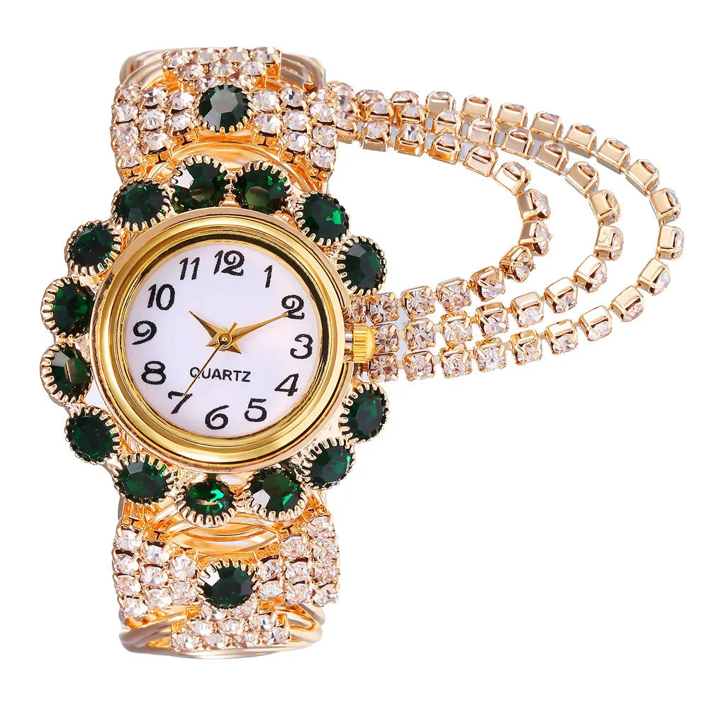 Reloj de Cuarzo de Lujo con Brazalete Dorado Mujer
