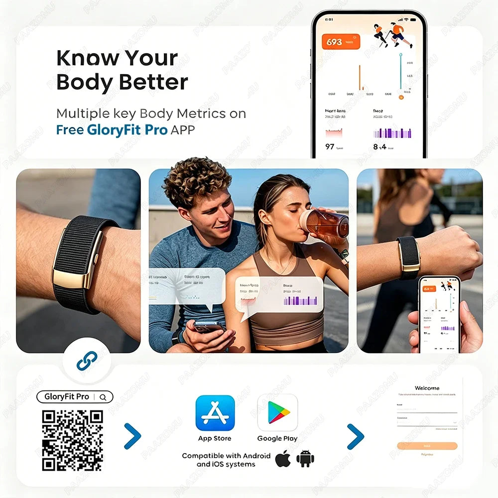 Pulsera Inteligente sin Pantalla, Monitor de Salud y Ejercicio, Monitor de Ritmo Cardíaco 24/7, Monitor de Sueño, Pulsera Deportiva Multifuncional para Android iOS