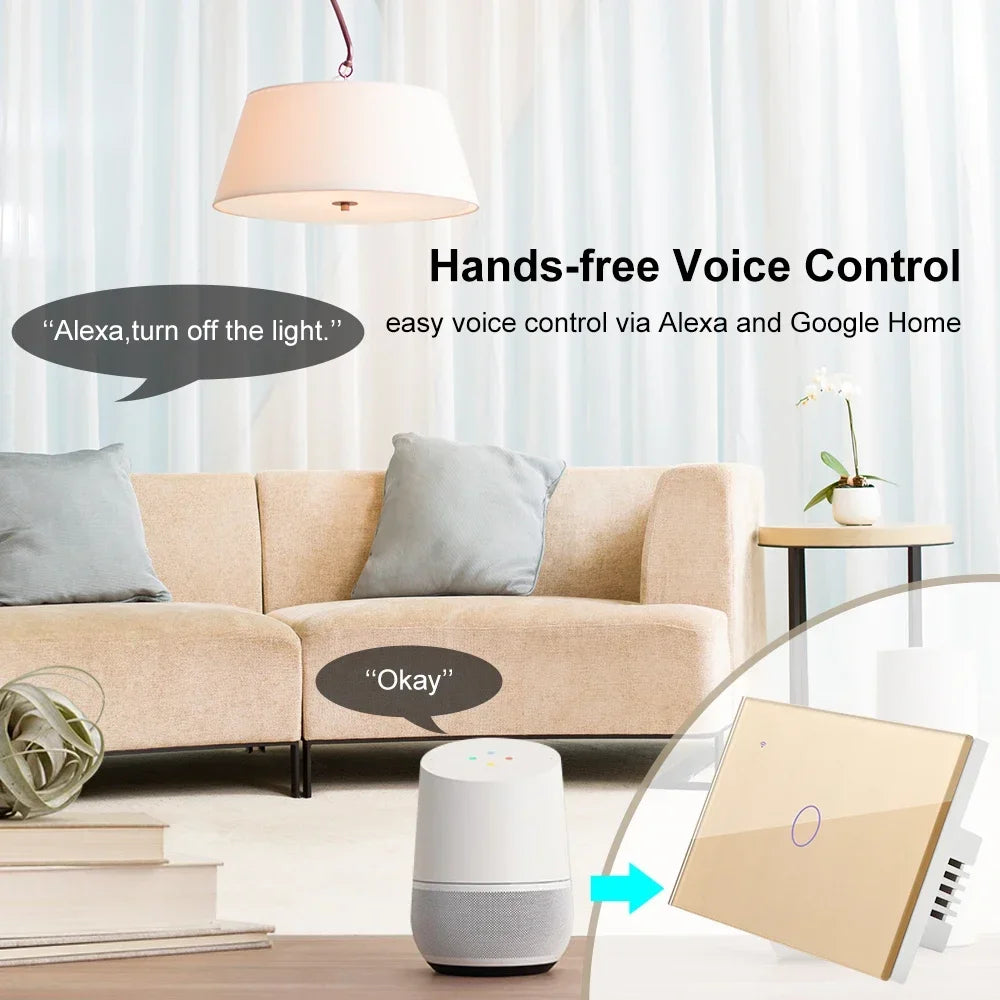 Interruptor táctil inteligente WiFi Tuya/Smart Life para lámparas, 220V-240V, 1-3 vías