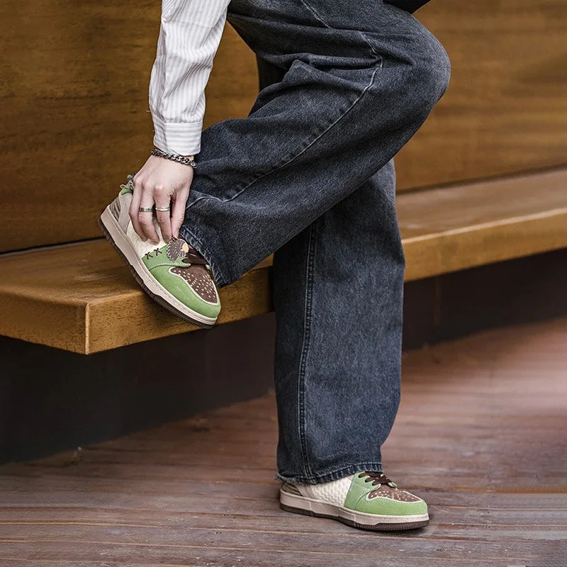 Zapatillas de Skate para Hombre de Alta Calidad, Estilo Retro, Suela Gruesa, Casuales, Versátiles, con Diseño Totem Indio