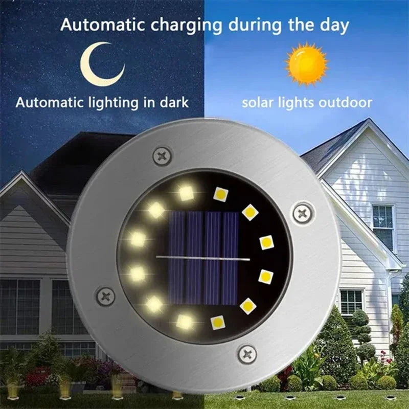 Luz de disco de energía Solar para jardín al aire libre, foco de luz subterránea para cubierta, lámpara Led Solar enterrada, decoración de jardín, 8/20Led