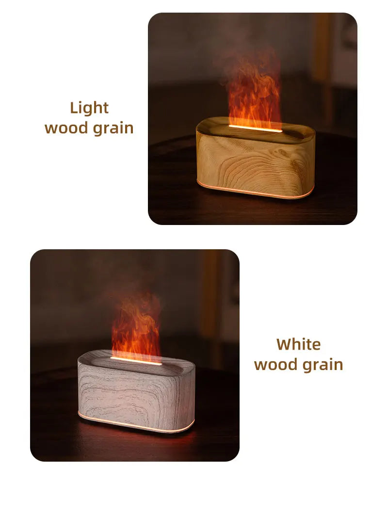 Máquina de aromaterapia con llama, atomización de luz colorida, luz de ambiente de escritorio delicada, adecuada para oficina, dormitorio, sala de estar