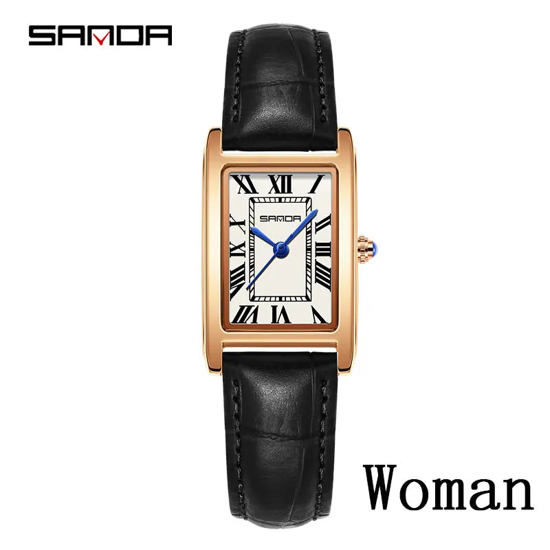 Relojes de Cuarzo SANDA para Pareja, Correa de Cuero