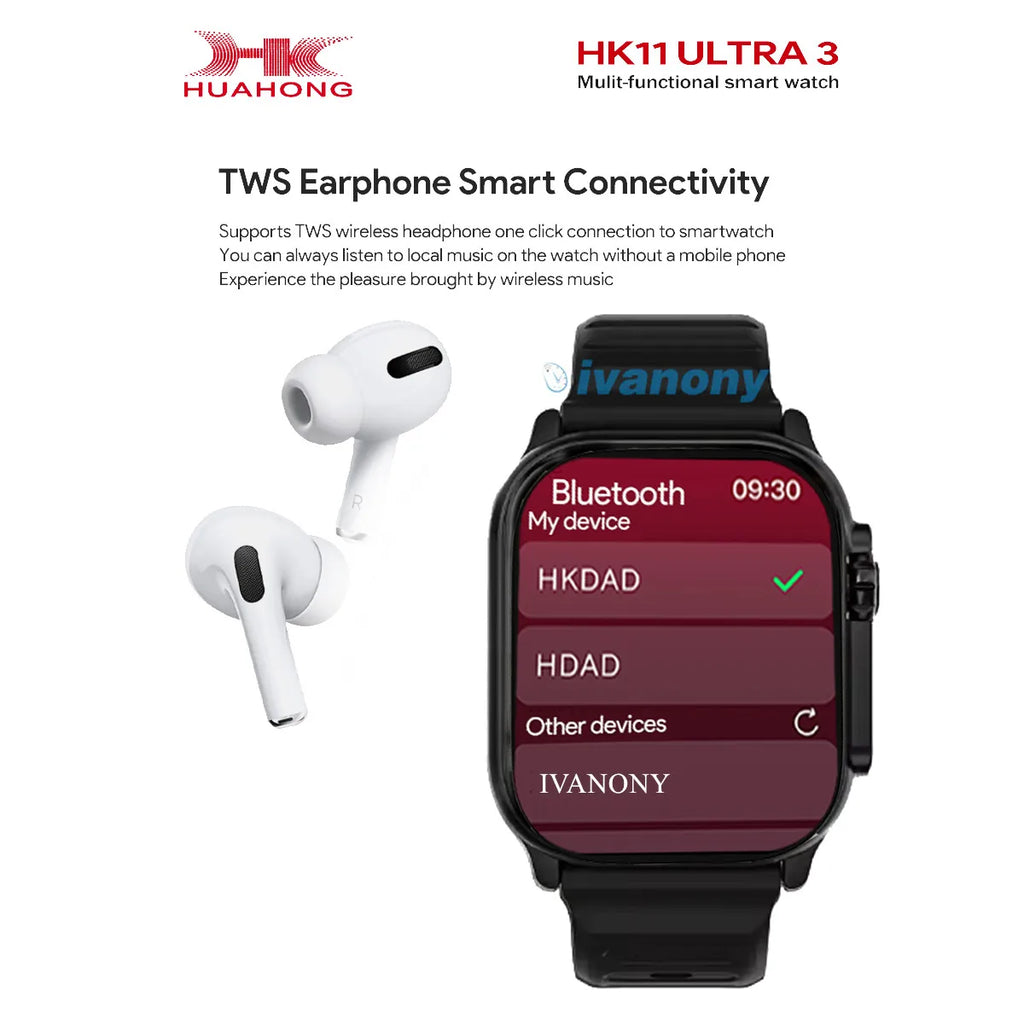 Reloj Inteligente HK11 Ultra 3 con AMOLED, Auriculares TWS y Robots IA
