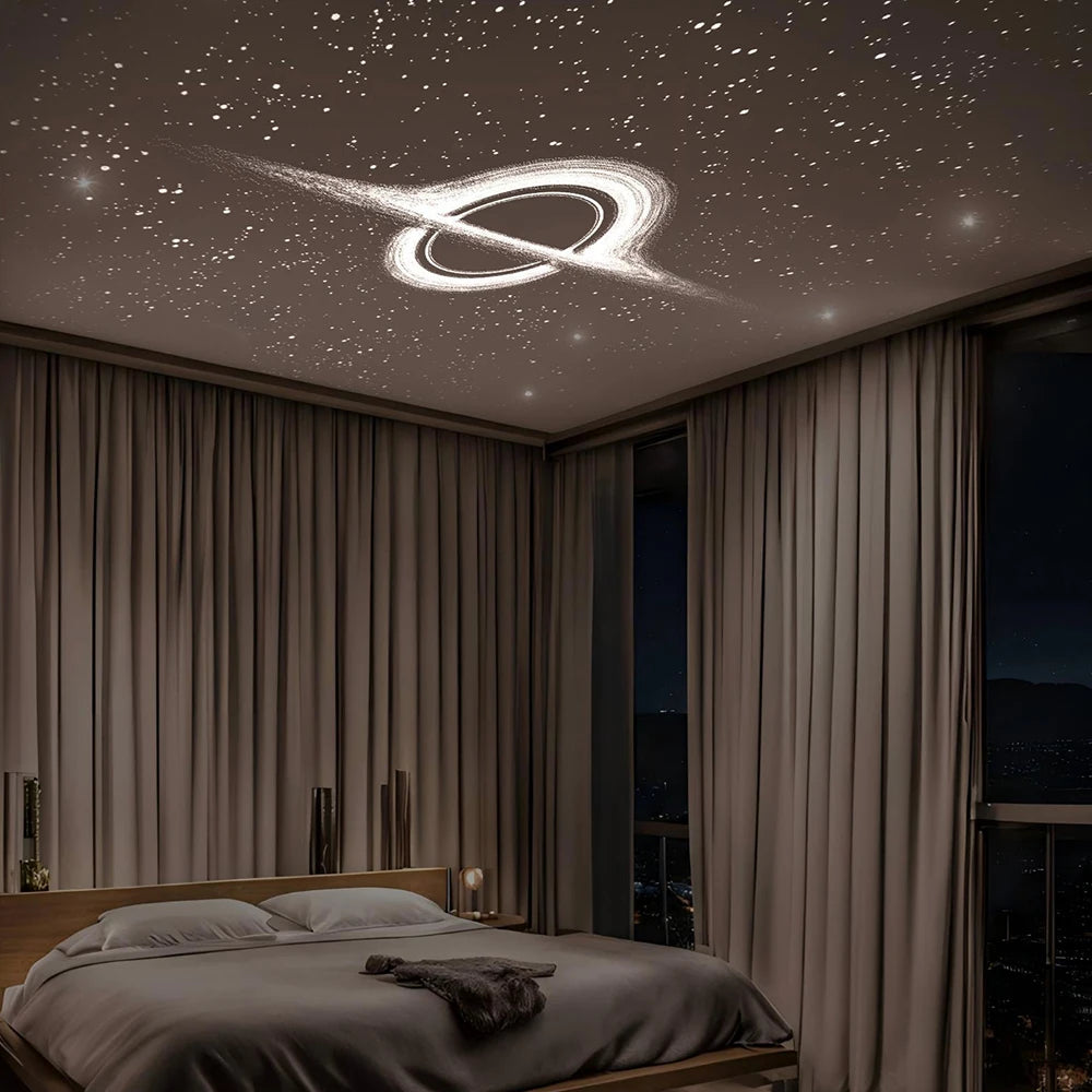 Luz Proyectora Ambiental USB para Auto, Luz Interior LED con Efecto de Cielo Estrellado, Decoración Romántica para Fiestas, Luz de Galaxia Saturno