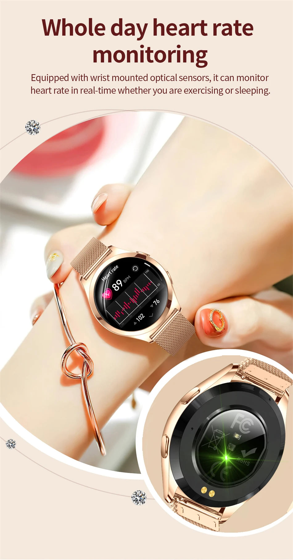 Reloj Inteligente LIGE AMOLED para Mujer Bluetooth