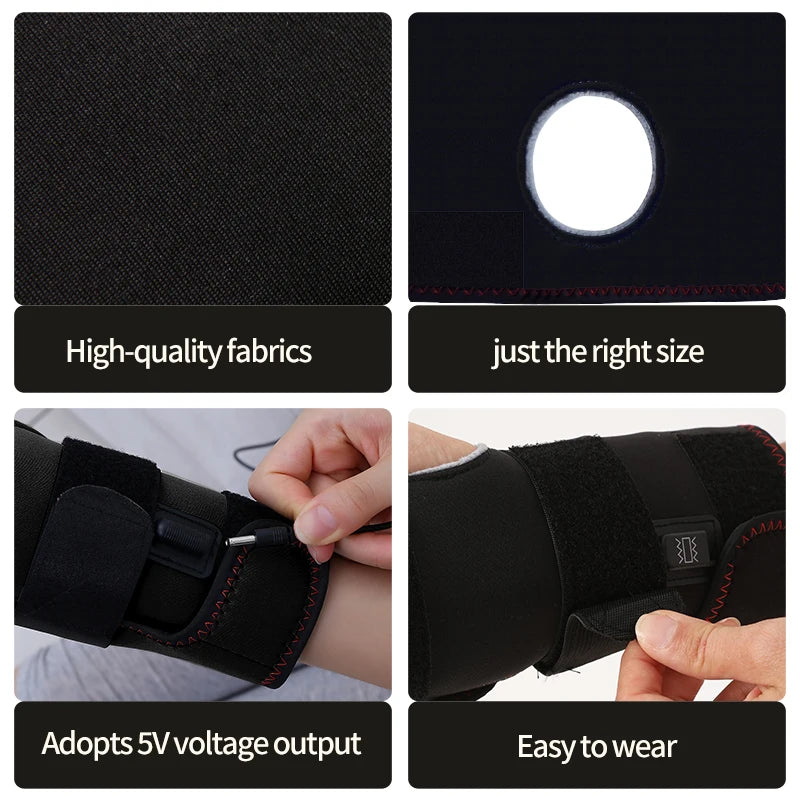 Masajeador Eléctrico USB para Muñeca y Mano con Calor y Vibración