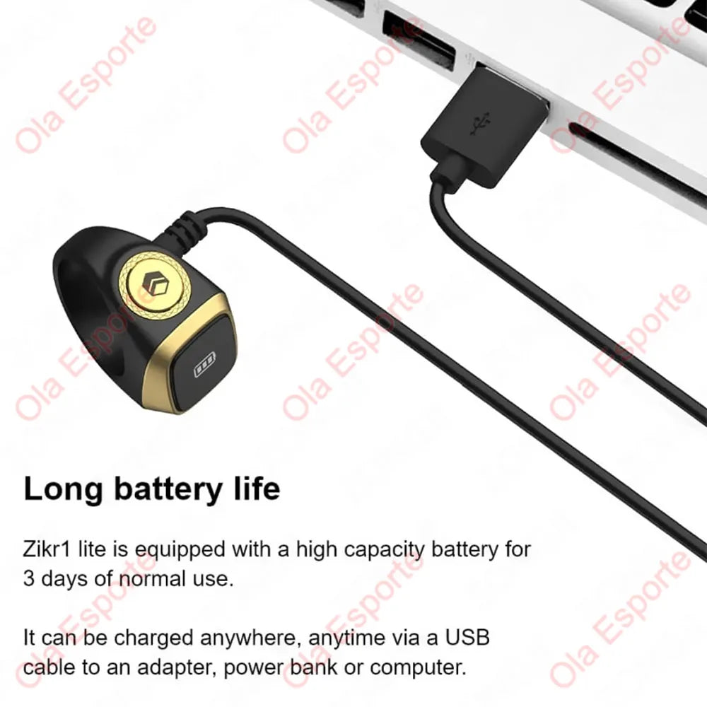 2026 Qibla Smart Zikr Ring elogio Tasbih Tally contador Digital electrónico para musulmanes 5 tiempo de oración recordatorio de vibración impermeable