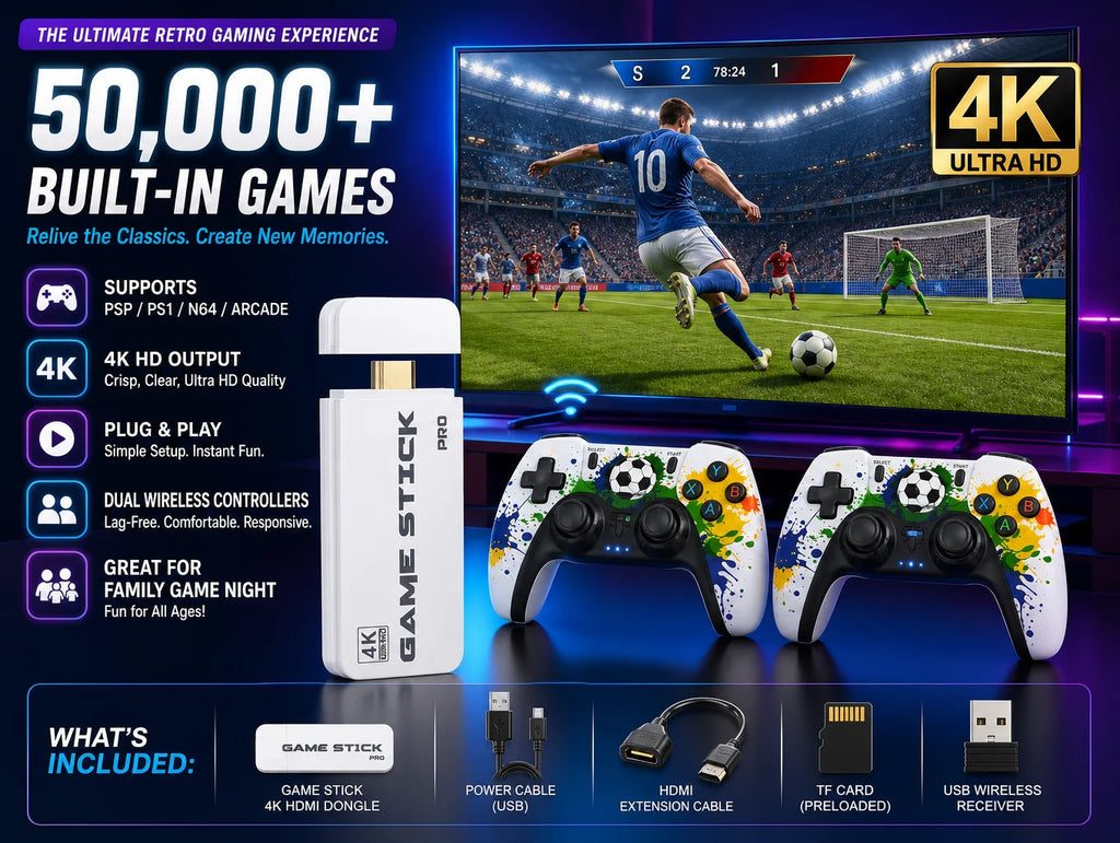 Consola de juegos retro X8 Ultra 4K HD 2026 con más de 50000 juegos, 45 emuladores de PS1, N64, arcade, mando inalámbrico 2.4G, Plug & Play, ideal para la televisión y como regalo para toda la familia.