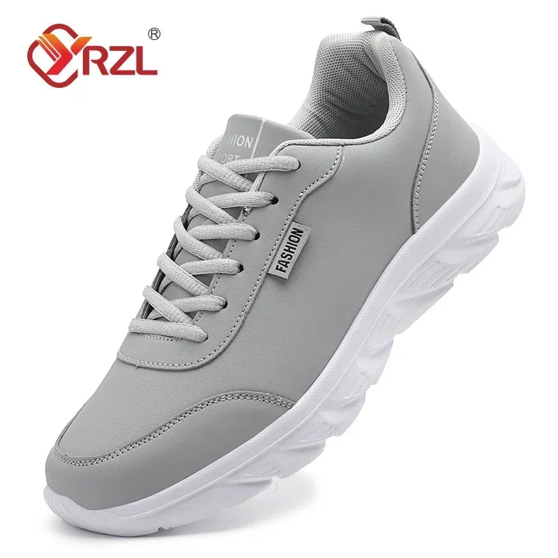YRZL Zapatillas para correr Zapatillas de deporte de cuero artificial impermeables Zapatos deportivos al aire libre Hombres Zapatillas casuales ligeras para caminar para hombres