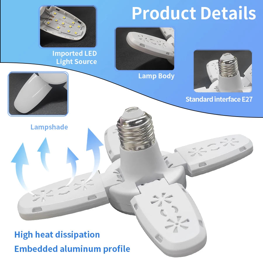 Bombilla LED Plegable E27 para el Hogar y Garaje