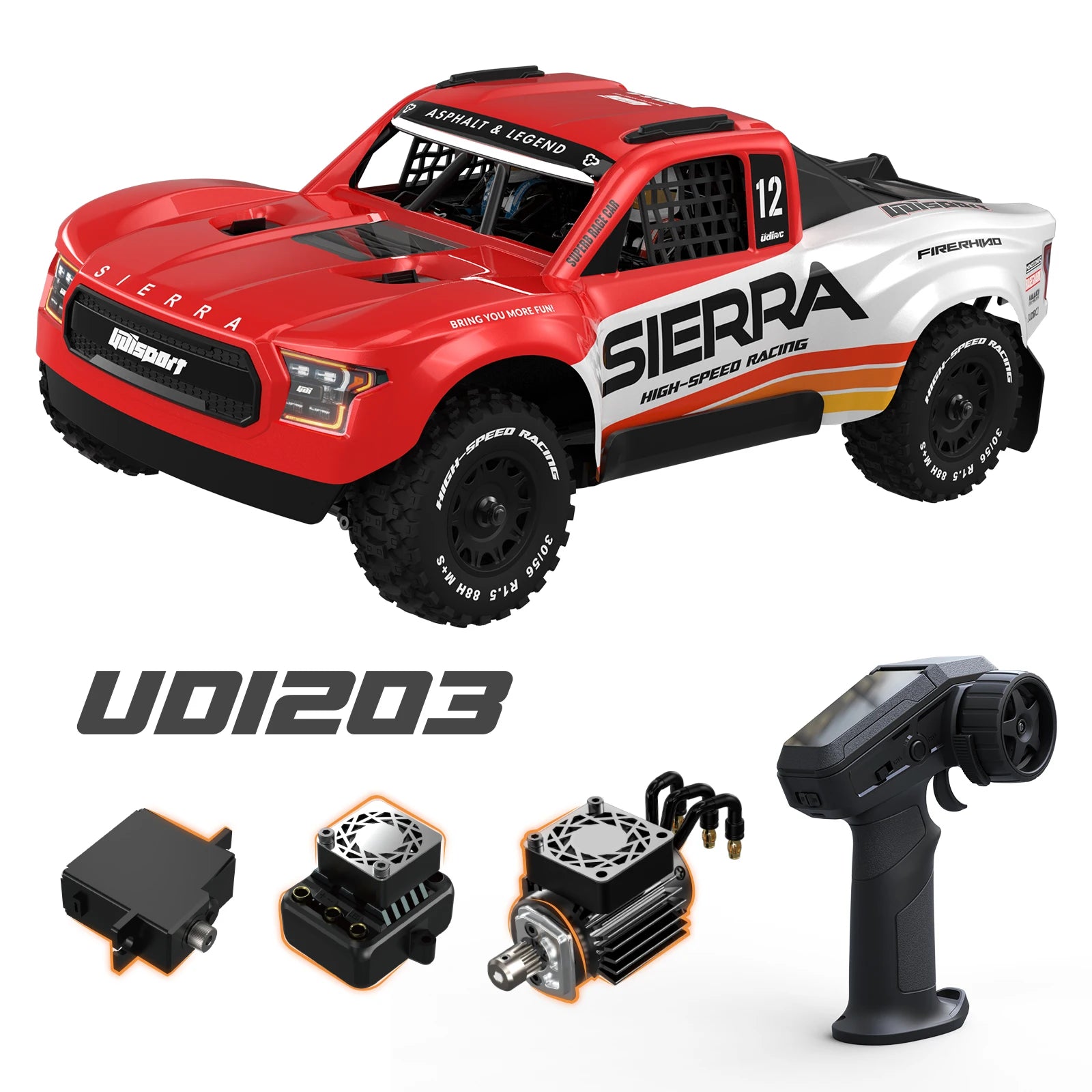 Camioneta RC 1/12 4WD sin Escobillas, Ultra Rápida, Todoterreno para Desierto