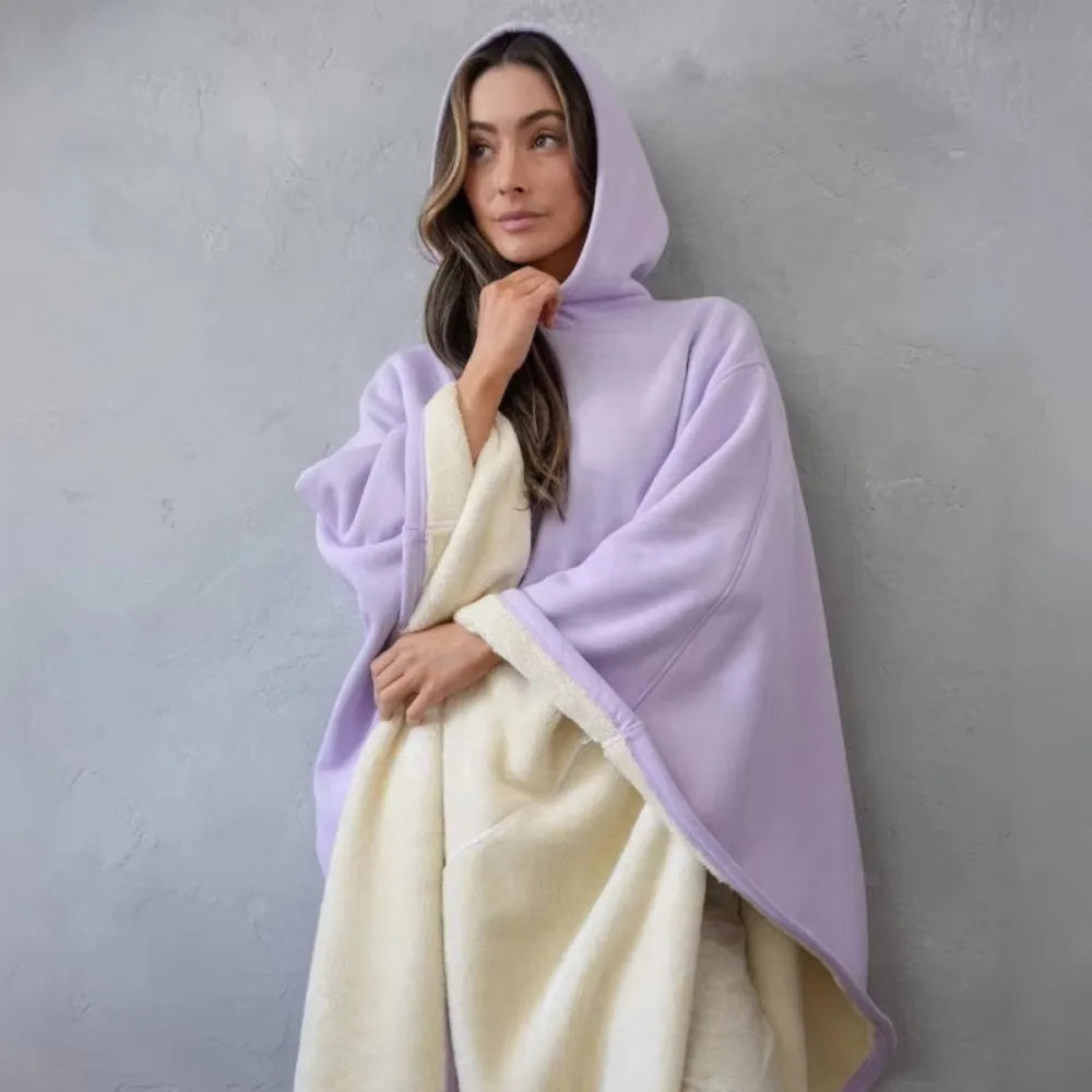 Otoño Invierno mujeres capa larga capas Color sólido con capucha Casual mujeres y hombres elegante cómodo cálido Regular capas de ajuste estándar