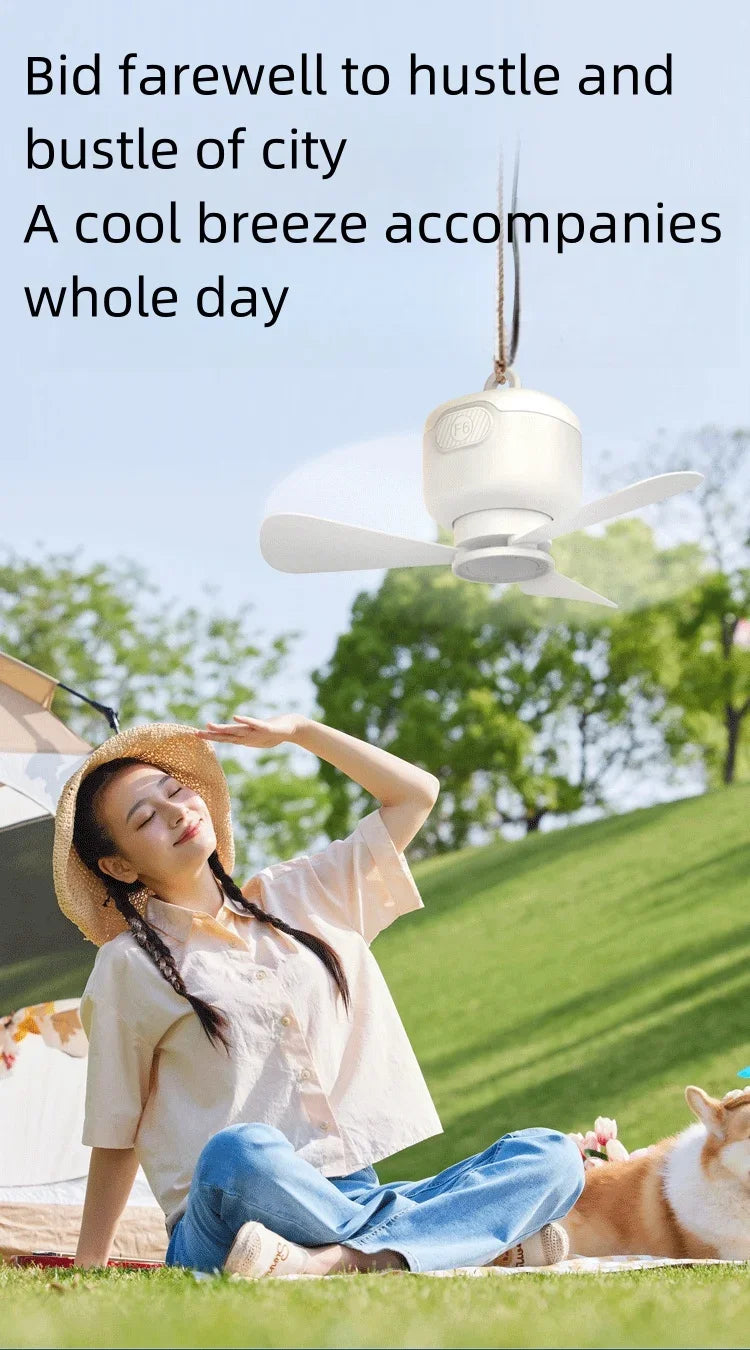 Ventilador de techo USB con 3 velocidades, ventilador de 3 metros con hoja desmontable, portátil, silencioso, refrigeración interior, exterior, tienda de campaña, Control de línea