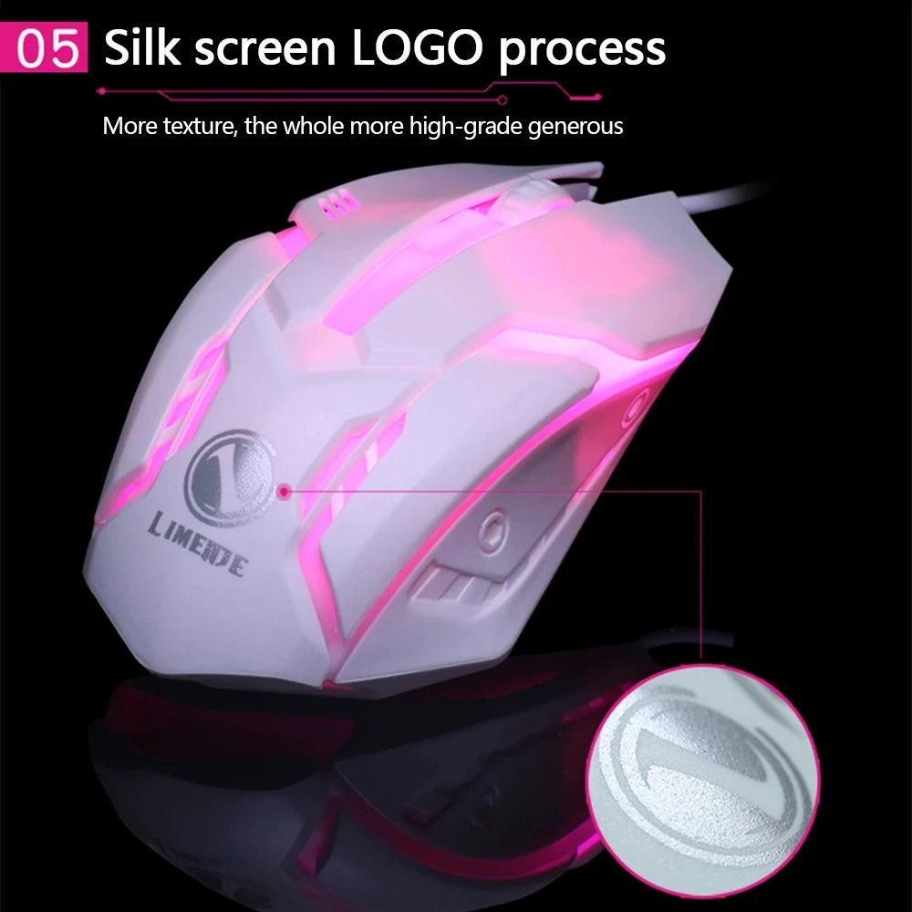 Limei S1 E deportes LED luminoso retroiluminado ratón con cable USB con cable para ordenador portátil de escritorio silencioso ratón para juegos de ordenador de oficina