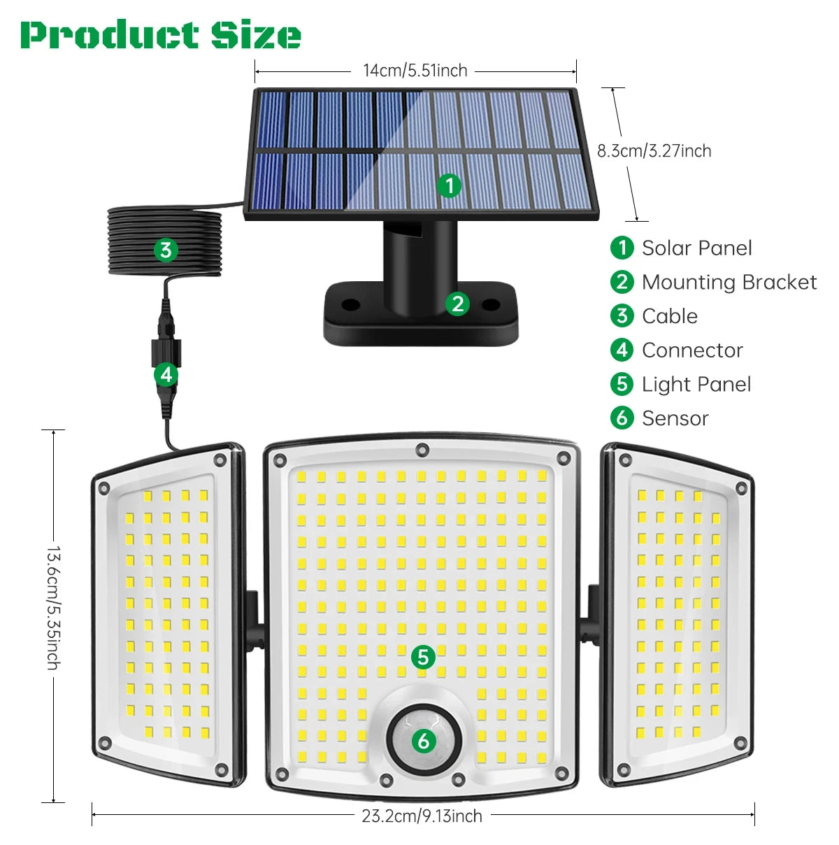 Luz Solar LED 278 Cuentas para Jardín con 3 Modos y Mando