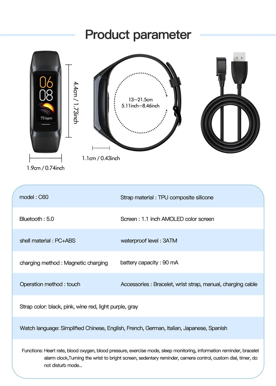 Reloj Inteligente AMOLED con Monitor de Temperatura