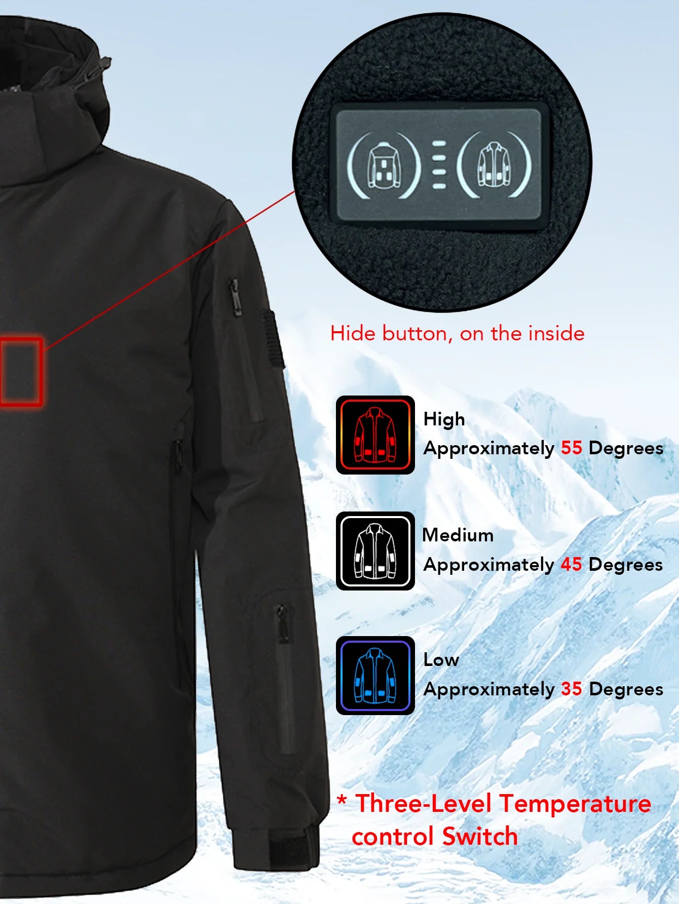 Chaqueta Calefactora con Capucha para Hombre | Calefacción USB 8 Zonas