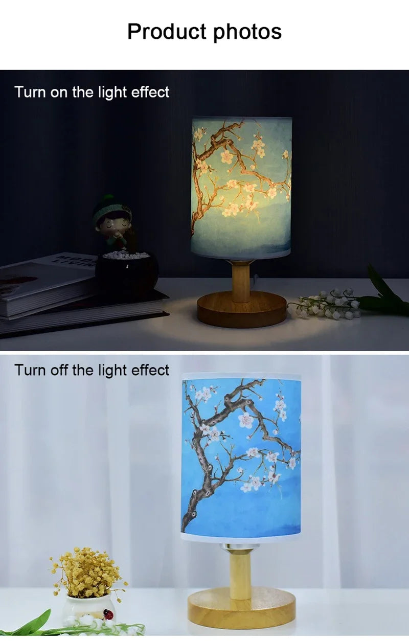 Lámparas de mesa de decoración cuadrada LED, estilo chino Simple, regulable, enchufe europeo, luz nocturna, pantalla de tela, luces de noche para dormitorio