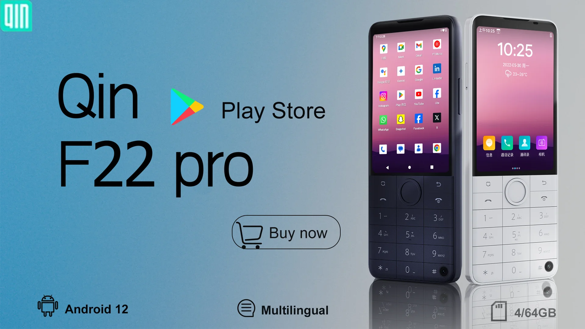 Nuevo teléfono inteligente Qin F25, Google Play, Android 14, tarjetas SIM duales, 6GB + 128GB, 2700mAh, WIFI Bluetooth, pantalla táctil de 3,54 pulgadas, MTK8786