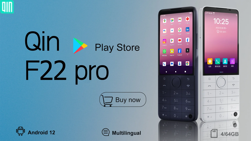 Nuevo Qin F22 Pro pantalla táctil inteligente teléfono Wifi 5G + 3,5 pulgadas 4GB 64GB agregar Google Store Android versión QinGlobal teléfono móvil