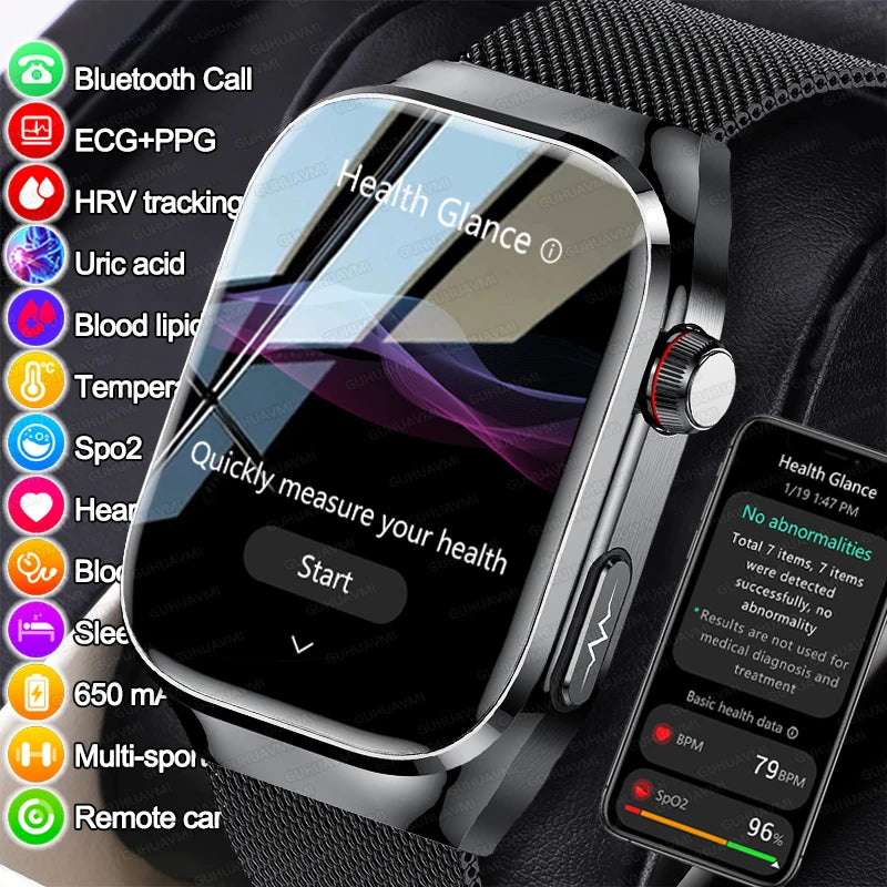 2025New Micro examen físico reloj inteligente para hombres ácido úrico grasa corporal cinco órganos salud relojes Bluetooth llamada SmartBracelet