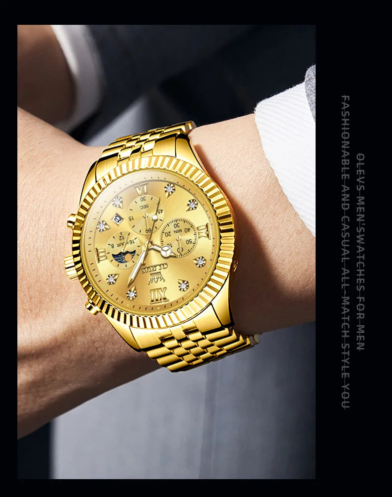 Reloj de Cuarzo OLEVS 2932 para Hombre con Cronógrafo y Diamantes