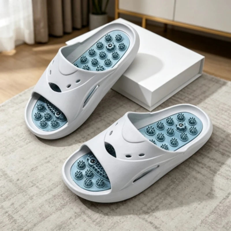 Pantuflas de masaje con acupresión magnética antideslizantes para baño