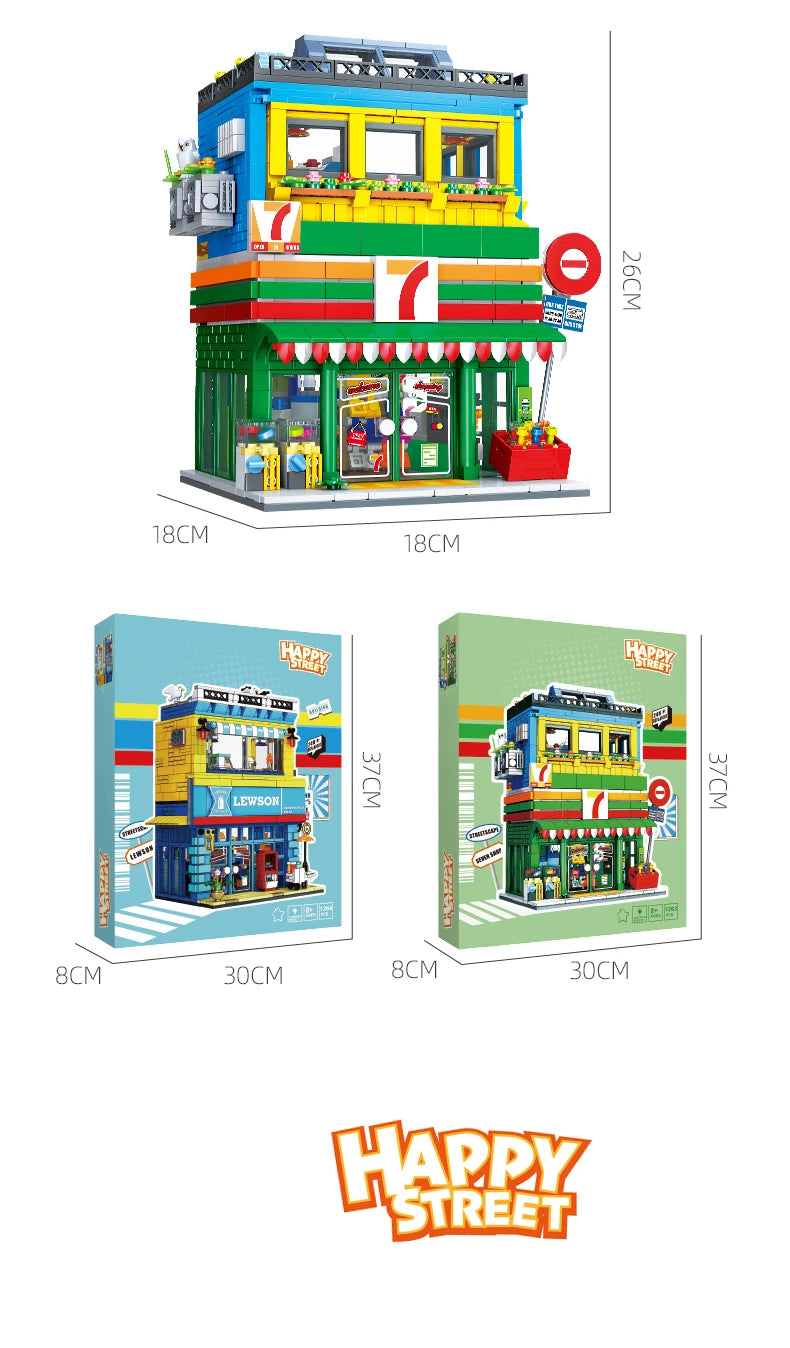 Bloques de Construcción de Tienda de Conveniencia con Escena Urbana, Modelo DIY en Miniatura, Decoración de Escritorio, Regalo Coleccionable para Adultos, Cumpleaños, Festividades