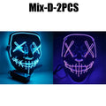 Cosplay disfraz de Halloween luz LED máscara de miedo máscara de Halloween cara para hombre niños Techwear máscara de encaje máscara facial decoración de fiesta