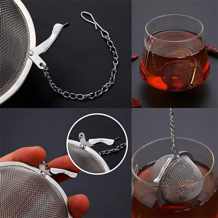 LMETJMA Infusor de té de malla de acero inoxidable, coladores de té, coladores de té, filtros coladores para té suelto, hierbas y especias JT148