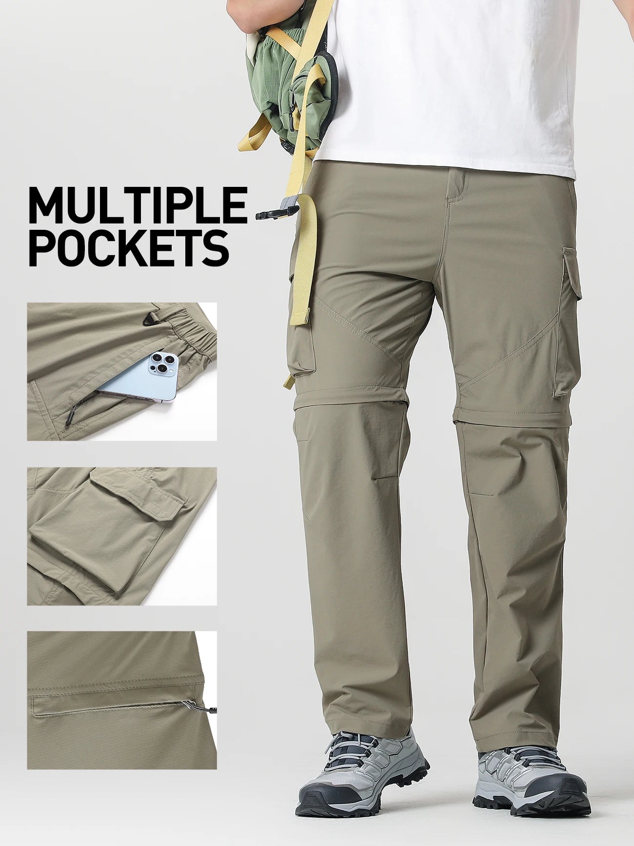 Pantalones Cargo Convertibles para Hombre, Senderismo Impermeable